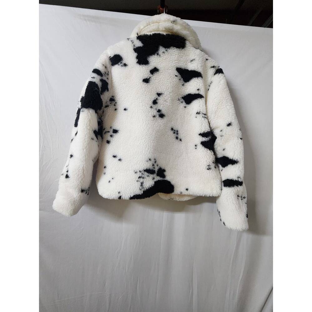 Juicy Couture Faux Fur Teddy Jacket Dalmatian Print White Black Coat Size Small - Picture 6 of 6